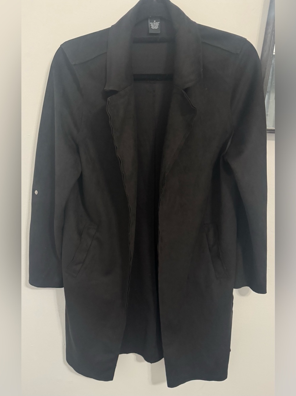 Joan Vass Black Long Lightweight Coat Blazer